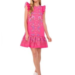 CeCe Ruffle Flounce Mini Dress' in Beetroot Pink. EUC. Size 0